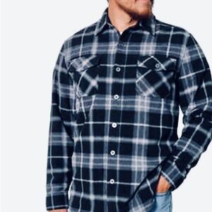Freedom Foundry shacket fleece lined plaid two pocket button up men’s SZ L warm